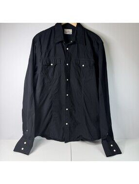 True Religion Men’s XXXL Black Poplin Woven Pearl Snap Western Shirt 3XL Y2K Era